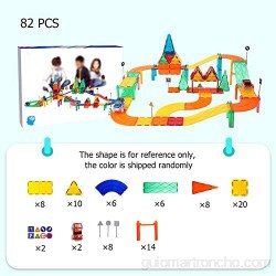ZWW Pista Magnética del Coche del Azulejo De Los Niños 82 PCS - Bloque De Creación del Juguete Educativo para El Preescolar | Kit De Construcción De Pista De Coche De Carreras Stem