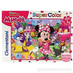 Clementoni- Puzzle 104 Piezas Glitter Minnie Happy Heper Multicolor única (20146.4)
