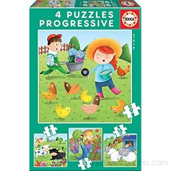 Educa - Animales de la Granja 4 Puzzles Progresivos Multicolor 17145