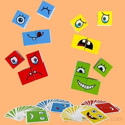 jerryvon Juguetes Montessori Puzzles Infantiles Cubos de Cara Bloques Construcción Juguetes de Madera Juegos Educativos Creativo Lógica Rompecabezas Regalos para Niños Niñas 3 4 5 6 Años