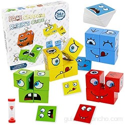 jerryvon Juguetes Montessori Puzzles Infantiles Cubos de Cara Bloques Construcción Juguetes de Madera Juegos Educativos Creativo Lógica Rompecabezas Regalos para Niños Niñas 3 4 5 6 Años