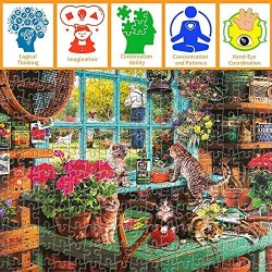 MOOKLIN ROAM Puzzle 1000 Piezas Gato Alféizar de Ventana Puzzles Souvenir Regalo para Adolescentes y Adultos