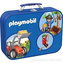 Schmidt Spiele 55599 - Playmobil Caja Puzzle 2 x 60 2 x 100 Piezas en una Caja de Metal