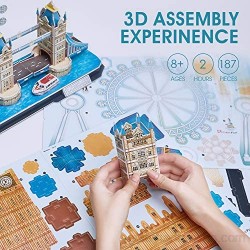 CubicFun Puzzle 3D Londres CityLine Rompecabezas 3D Juego de Modelos de Construcción Souvenir Regalo para Niños Adultos 107 Piezas
