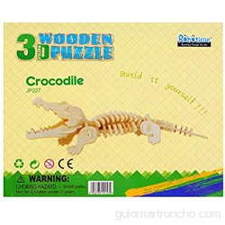 Georgie Porgy Rompecabezas de Madera 3D Puzzle de Modelo Colección de de Animales Juguete de Construcción Kit Kids Jigsaw Toy Edad 5+ (3 Piezas) (Ippopotamo Coccodrillo Elefante)