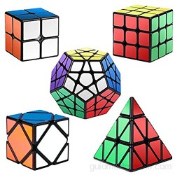 ROXENDA Cubos de Velocidad Speed Cube Set de 2x2 3x3 Pirámide Megaminx Skew Cube Torneado Fácil y Juego Suave Magic Cube Colección de Rompecabezas