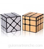 ROXENDA Magic Cube Set [2 Paquete] Cubo de Espejo - Espejo Dorado S y Espejo de Plata - Irregular Cubo Mágico 3x3x3 Speed Cube Twisty Box Rompecabezas