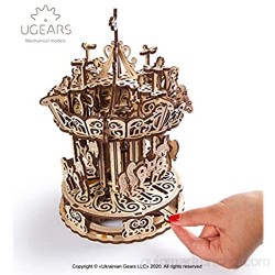 UGEARS Puzzles Carrusel Modelo mecánico-Rompecabezas Adultos De Madera Kits de construcción 3D Carousel (70129)