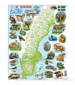Larsen K6 Suecia Mapa físico edición en Sueco Puzzle de Marco con 71 Piezas