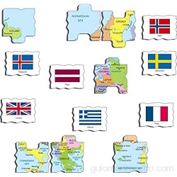 Larsen KL1 Banderas y Mapa político de Europa edición en Inglés Puzzle de Marco con 70 Piezas