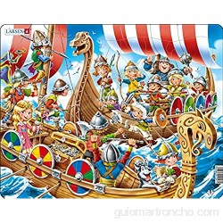 Larsen US41 Niños alegres Jugando a los Vikingos Puzzle de Marco con 30 Piezas