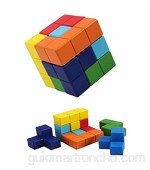 B&Julian Rompecabezas de Cubo de Madera Soma 3D Tetris Tangram Puzzle para niños Adultos