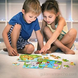 BelleStyle Rompecabezas de Madera 6x9 Piezas Puzzles de Madera Rompecabezas de Animales Montessori Juguete - Educativos Aprendizaje Juegos y Juguetes para Pequeños Niños y Niñas 2-5 Años de Edad