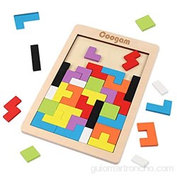 Coogam Puzzle de Madera 40 Piezas Tangram Jigsaw Brain Teaser Toy para Adulto Caja de Rompecabezas de Madera Juego de Cerebro Bloque de Construcción Inteligencia Regalo Educativo para Niños