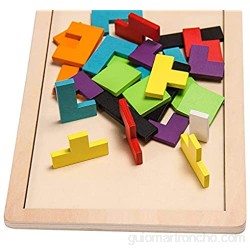 Flybiz Puzzle de Madera Tetris，Tangram Rompecabezas Juego Juguetes educativos (40 Piezas)，Jigsaw Puzzle Tetris del Juguete Tetris del Niño del Juguete De Niños Montessori Rompecabezas De Madera