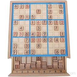 Garosa Juego de Mesa Sudoku de Madera con cajón y 81 Bloques de Madera Digitales para niños o Adultos Rompecabezas de matemáticas Juguetes educativos de Escritorio