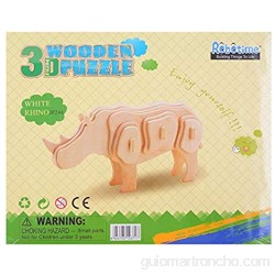 Georgie Porgy Modelos de Animales de Madera en 3D Kit de Construcción de Artesanía en Madera de Rompecabezas ños de Edad para Niños de 5+ (3 Piezas Cocodrilo Hipopótamo Rinoceronte)
