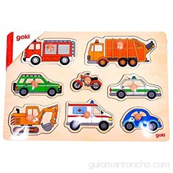 Goki- Puzzles de Madera Medios de Transporte Encaje Multicolor (57996)