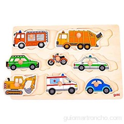 Goki- Puzzles de Madera Medios de Transporte Encaje Multicolor (57996)