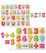 GWHOLE Juguete de Aprendizaje Tablero Letra y Número Puzzle de Madera Juegos para Niño Juguete Educativos Infantiles