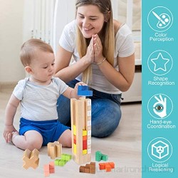 Herefun Puzzle Tetris de Madera Tetris del Juguete Montessori Rompecabezas de Madera Tangram Rompecabezas Tetris Juguete para Niños Regalo Educativo para Niños Todas Las Edades