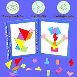 HVDHYY Tetris de Madera Magnético Tangram Puzzles 47 Piezas de Rompecabezas Viaje Jigsaw Educativos Montessori Juguetes Viene como Regalos de Cumpleaños para Niños y de Navidad 3 en 1