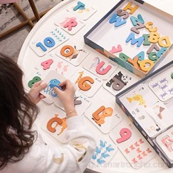KanCai Bloques de Letras de Madera ABC Abecedario Tablero del Alfabeto Niños Niños Preescolar Aprendizaje Temprano Juguetes Educativos