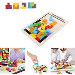 LOVEXIU Tangram Jigsaw Brain Teaser Toy(40 Piezas) 2 pcs Puzzle Tetris de Madera Juguetes de geometría Rompecabezas de Madera Construcción Inteligencia Regalo Educativo para Niños