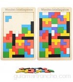 LOVEXIU Tangram Jigsaw Brain Teaser Toy(40 Piezas) 2 pcs Puzzle Tetris de Madera Juguetes de geometría Rompecabezas de Madera Construcción Inteligencia Regalo Educativo para Niños