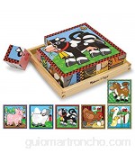 Melissa & Doug- Farm Cube Puzzle Rompecabezas de Cubo de 16 Piezas de Madera Color surtido (775)