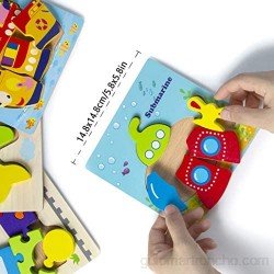 MOOKLIN ROAM Juguetes Bebes 4 Pack Puzzles de Madera 3D Dibujo de Animal Colorido Montessori Shapes de Animal Juegos Educativos para niños 1 2 3 4 5 6 años Regalo Cumpleaños (B)