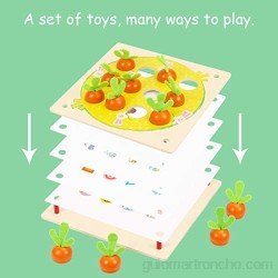 O-Kinee Juguetes Montessori Juguetes Educativos Memoria de Zanahoria Rompecabezas Juegos de Madera Zanahorias Clasificación Juguetes Madera Granja Infantiles Regalo de cumpleaños Navidad
