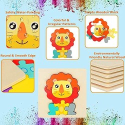 Puzzles de Madera Educativos specool 6 Piezas de Rompecabezas de Animales para Bebé Niños 2 3 4 5 años Juegos Regalo Preescolar de Aprendizaje Temprano para Niñas y Niños