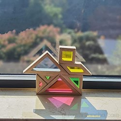 Rainbow Tangram con tarjetas de actividad rompecabezas de tamaño grueso juguetes de mesa y ventana para niños pequeños