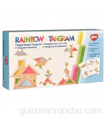 Rainbow Tangram con tarjetas de actividad rompecabezas de tamaño grueso juguetes de mesa y ventana para niños pequeños