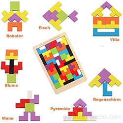 Tetris del Juguete Madera Puzle de Madera 40 Unidades Rompecabezas Madera Colorido Bloques Geométricos Juego Educativo para Niños Mejor Regalo Educativo Temprano