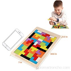 Tetris del Juguete Madera Puzle de Madera 40 Unidades Rompecabezas Madera Colorido Bloques Geométricos Juego Educativo para Niños Mejor Regalo Educativo Temprano