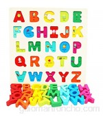 Toys of Wood Oxford TOWO Bloques de Madera del Alfabeto - Bloques de Colores Puzzle Letras Madera - Aprendizaje temprano Juguetes de Madera educativos para bebé
