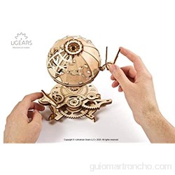 UGEARS Puzzles Globo terráqueo Giratorio Modelo mecánico-Rompecabezas para Adultos de Madera 3D-Kits (70128)