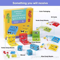 ZWOOS Juguete de Madera de Expresión Cubos de Cambio de Cara de Juguete Montessori Juguetes Niños Expression Puzzle Building Cubos para Niños en Edad Preescolar