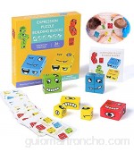 ZWOOS Juguete de Madera de Expresión Cubos de Cambio de Cara de Juguete Montessori Juguetes Niños Expression Puzzle Building Cubos para Niños en Edad Preescolar