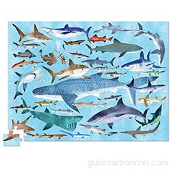Bertoy 384054-8 Puzle de Piezas de tiburón en Bote Jigsaw Floor Azul/Verde/Naranja/Rojo/Rosa 14 x 19 Pulgadas