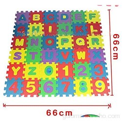 Cooplay Alfabeto Letras y números Espuma Puzzle Cuadrado Bloques Espuma 5 x 5 pulgadas 36 piezas