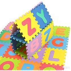Puzzlestar XXL 36 Piezas Alfombrilla para niños de EVA Antideslizante - Se Puede Montar una Alfombrilla Grande Cada Pieza Tiene un Ancho de 30x30x1cm - Alfombrilla para niños con Letras y números