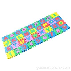 TOYANDONA Juego de 36 alfombrillas de encastre con letras y números alfombrilla de espuma lavable para suelo alfombra cuadrada juguetes educativos para niños 6 x 6 cm