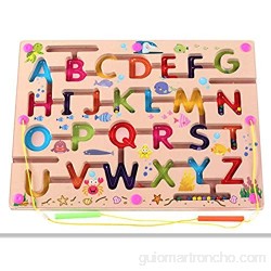 Gobus Perlas de Madera Laberinto niños Educativo Juego de Mesa Laberinto Rompecabezas Juguetes (Alfabeto ABC Letra Palabra)