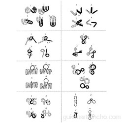 Mumusuki 8 Unids/Set Ensamblaje y Desenredo Puzzles Alambre de Metal Prueba de Inteligencia Cerebro Rompecabezas Mente Puzzles Juego Juguetes educativos para niños Adultos