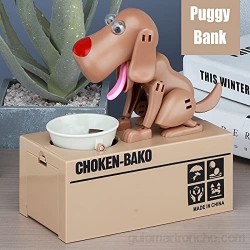 Marjory Little Dog Puggy Bank Battery Powered Robótitic Dog Coin Munching Toy Money Box Saving Money Coin Bank for Kids Puggy Bank Toy-Product Noded Batteries