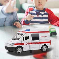 Mini Juguete de Ambulancia Juguete de Ambulancia de Rescate para Hospital 1:32 aleación de estimulación Ambulancia Coche Modelo de Sonido y luz vehículo de Juguete(Rojo)