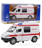 Mini Juguete de Ambulancia Juguete de Ambulancia de Rescate para Hospital 1:32 aleación de estimulación Ambulancia Coche Modelo de Sonido y luz vehículo de Juguete(Rojo)
